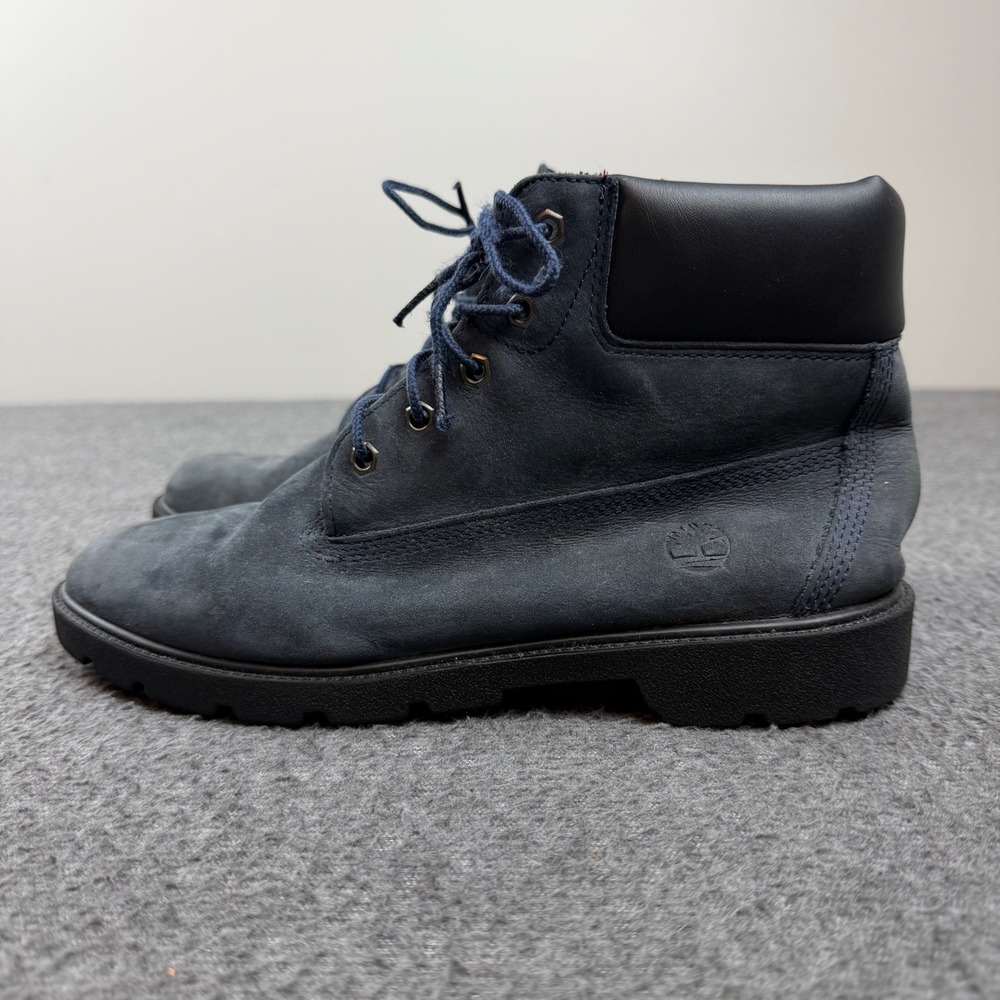 Timberland 6 Inch Boots Boys 6.5 Navy Blue Nubuck Waterproof A10KO